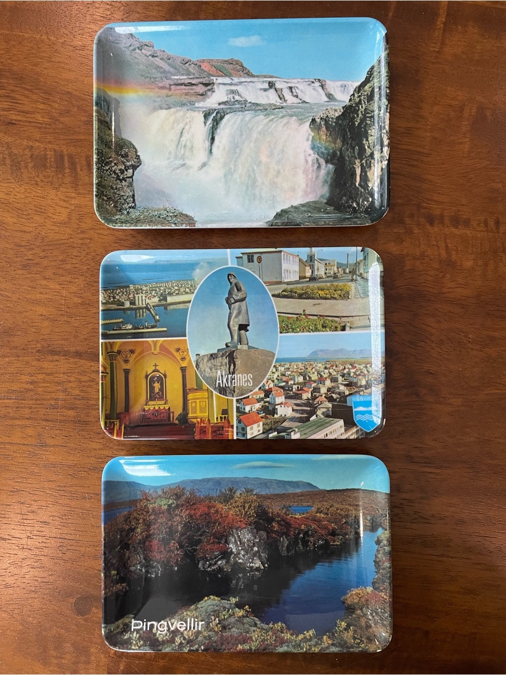 Set of vintage souvenir dishes from Iceland